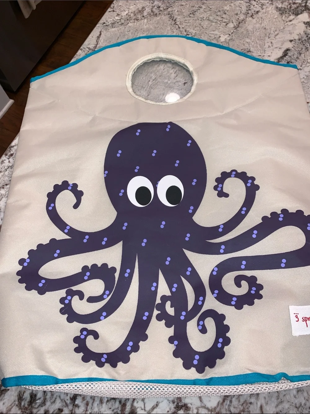 Kids Octopus Canvas Storage Bag - Blue Accent